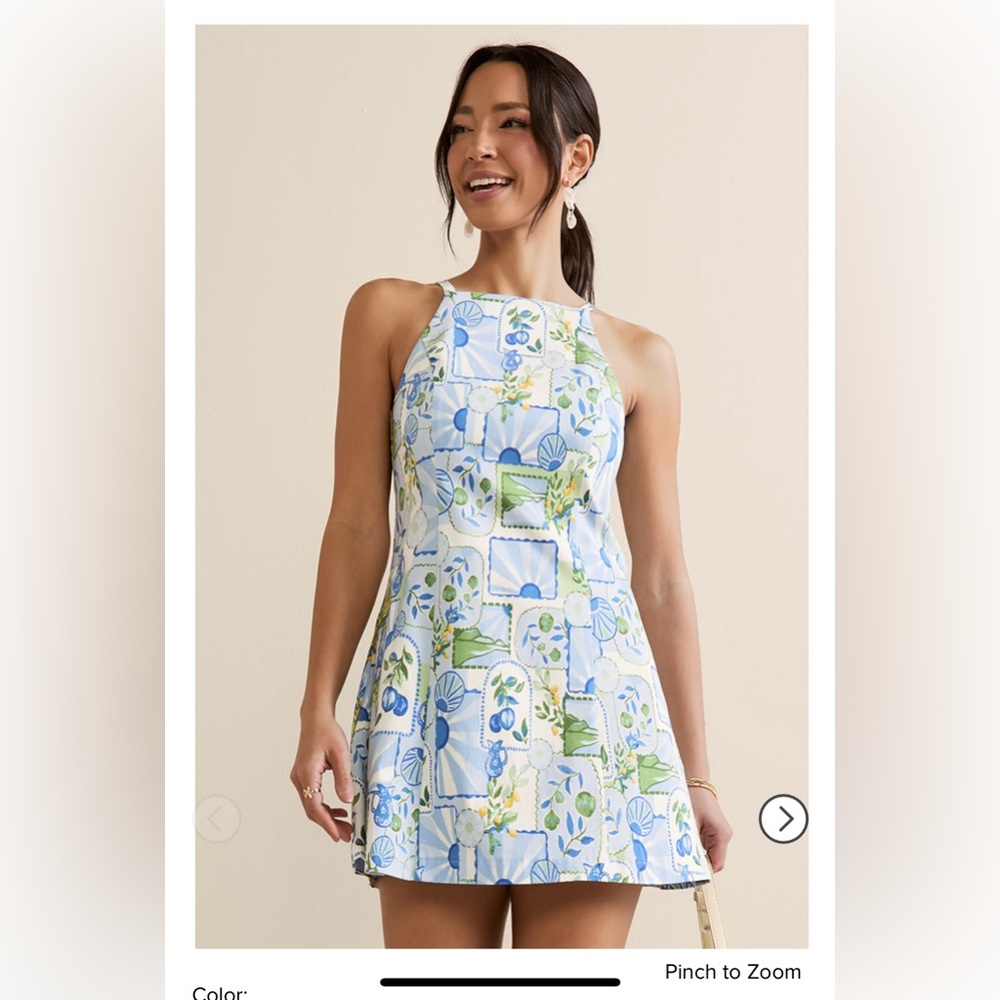 Holly Lemon Print Halter Mini Dress / Lemon / L